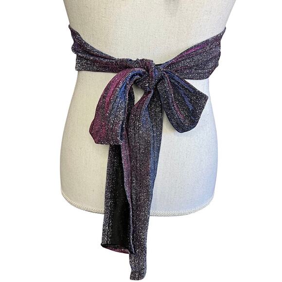 CIDER Glitter O-Ring Backless Halter Crop Top New with tag race festival purple - Picture 6 of 8